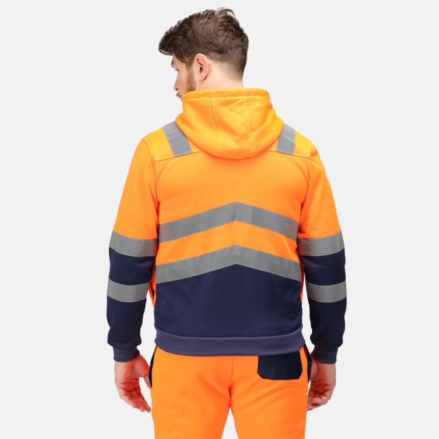 Regatta Heren pro hi-vis full zip jas UTRG6531_orangenavy large