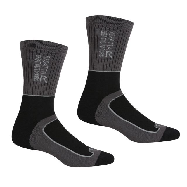 Regatta Heren samaris 2 season socks (pak van 2) UTRG5825_blackdarksteel large