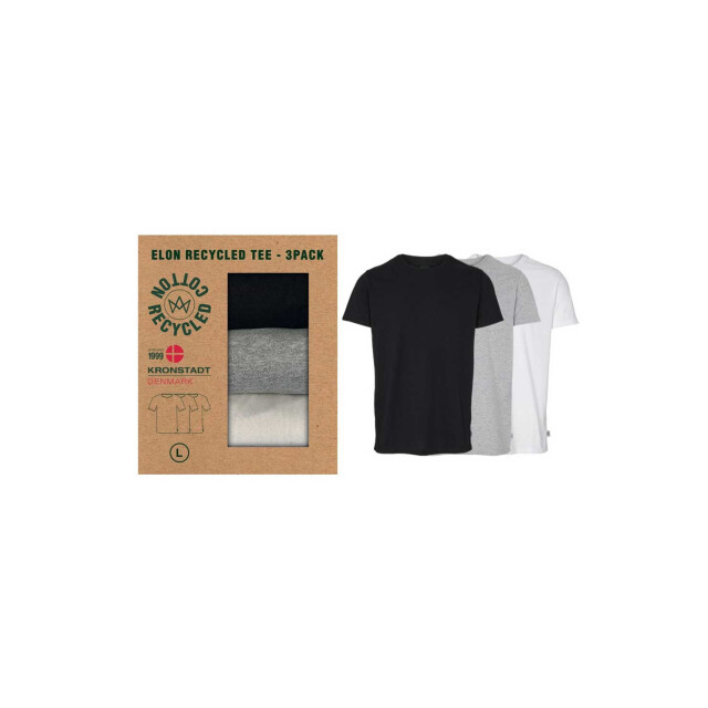 Kronstadt Elon recycled cotton 3-pack t-shirt ks3348 grey/white/black elon recycled cotton 3-pack t-shirt KS3348 grey/white/black large