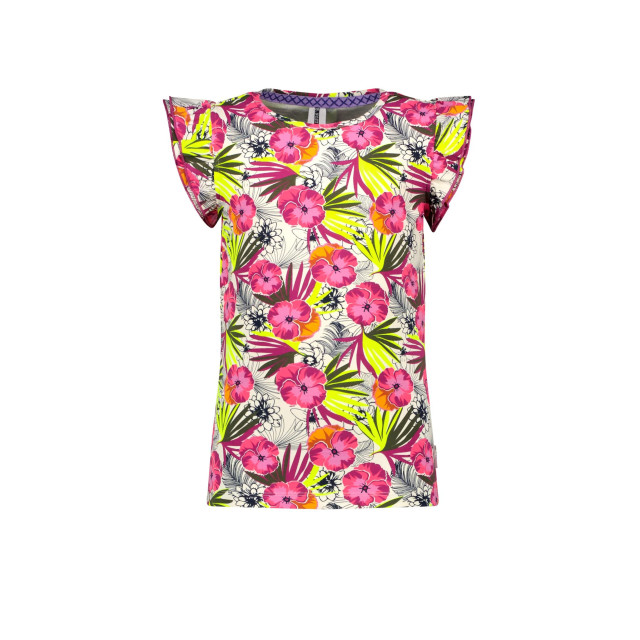 B.Nosy Meisjes t-shirt met ruches aop flowers dazzling 142501756 large