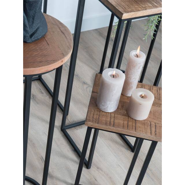 Home67 Plantentafels sam vierkant set van 3 bruin mangohout 2648625 large