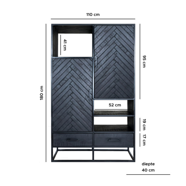 Home67 Kast roan visgraat mangohout 180 x 110 cm 2648587 large