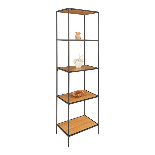 House Nordic Vita shelf shelf with black frame and 5 oaklook shelves 51x36x170 cm 2814391 large