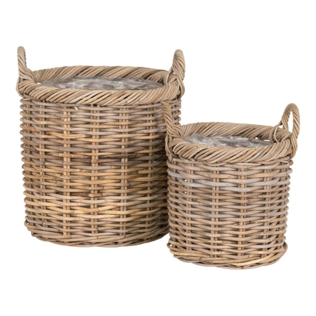 House Nordic Gili basket 2 round baskets with plastic inside 2814301 large