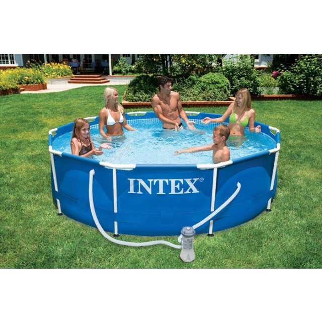 INTEX Metal frame zwembad 366 x 76 cm-met 12-volt filterpomp 2811072 large