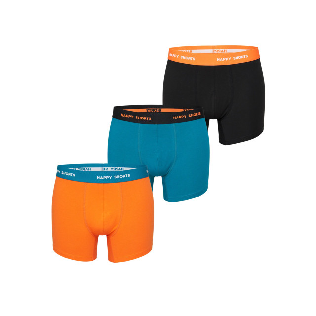 Happy Shorts Heren boxershorts trunks oranje/turquoise/zwart 3-pack HS-J-1023 large
