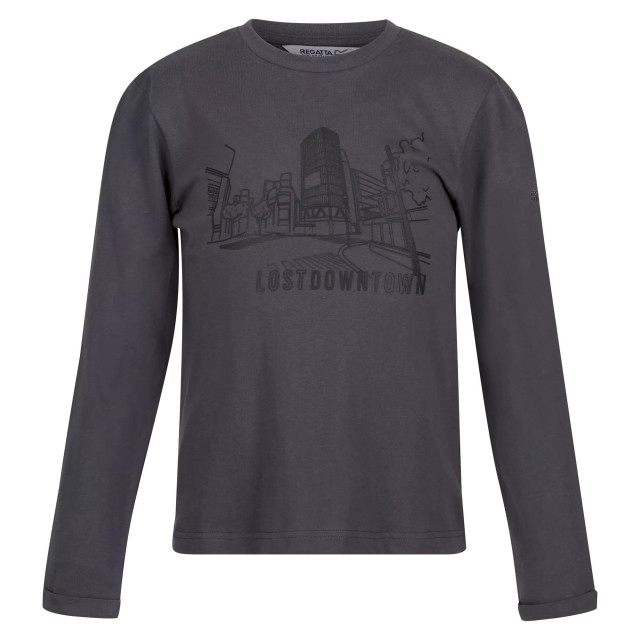 Regatta Kinderen/kinderen wenbie iii lost downtown t-shirt met lange mouwen UTRG8058_darkgrey large