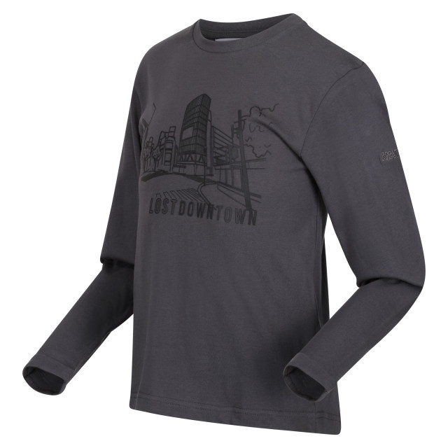 Regatta Kinderen/kinderen wenbie iii lost downtown t-shirt met lange mouwen UTRG8058_darkgrey large