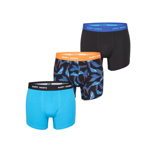 Happy Shorts Heren boxershorts trunks bladeren blauw/zwart 3-pack HS-J-1024 large