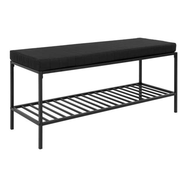 House Nordic Vita bench bench in black frame and 1 black shelve and cushion 2814338 large