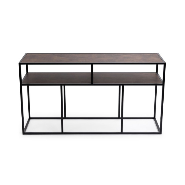 Stalux Side-table 'teun' 150cm, kleur zwart / lederlook bruin 2831988 large