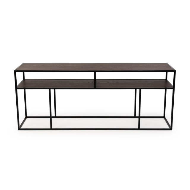 Stalux Side-table 'teun' 200cm, kleur zwart / bruin hout 2832179 large