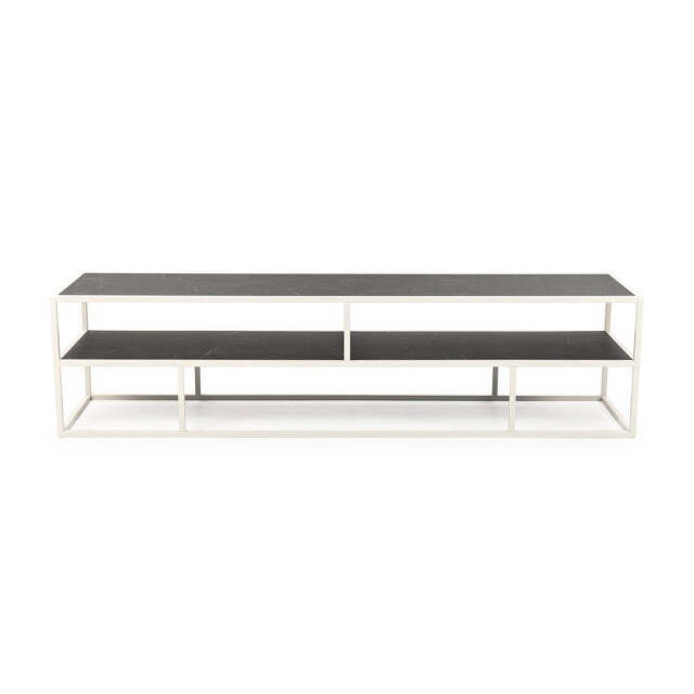Stalux Tv-meubel 'luuk' 200cm, kleur wit / zwart marmer 2832111 large