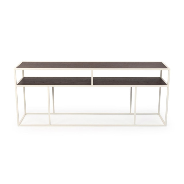 Stalux Side-table 'teun' 150cm, kleur wit / bruin hout 2832043 large