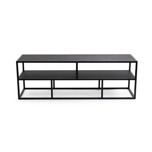 Stalux Tv-meubel 'luuk' 150cm, kleur zwart / zwart marmer 2832018 large