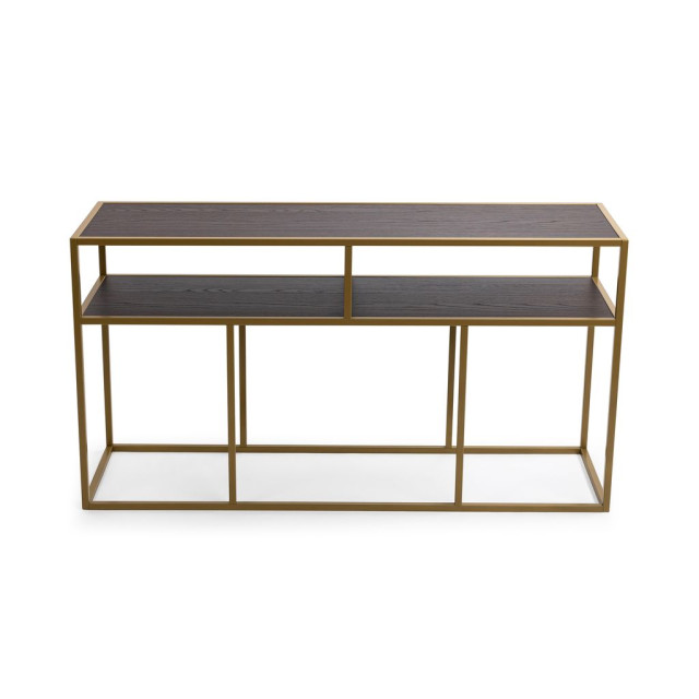 Stalux Side-table 'teun' 150cm, kleur goud / bruin hout 2832158 large