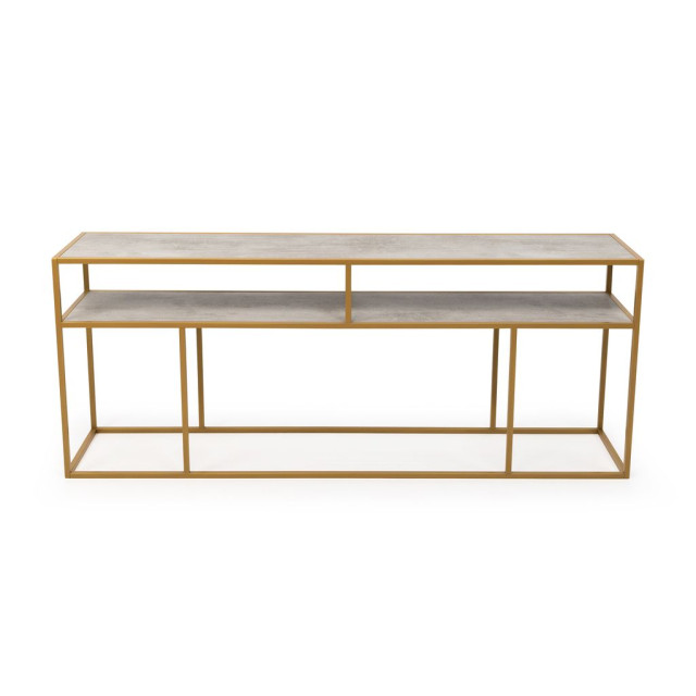 Stalux Side-table 'teun' 200cm, kleur goud / beton 2832112 large