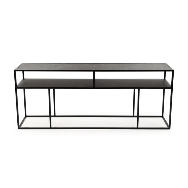 Stalux Side-table 'teun' 200cm, kleur zwart / zwart marmer 2832050 large