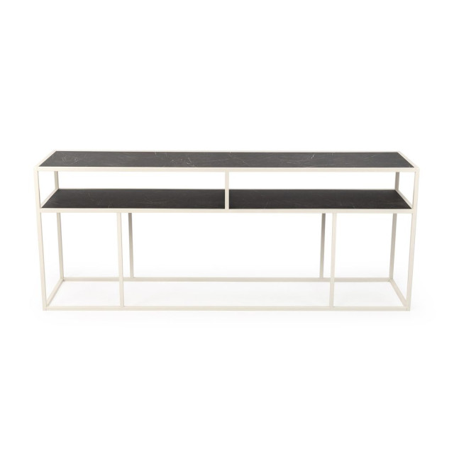 Stalux Side-table 'teun' 200cm, kleur wit / zwart marmer 2832197 large