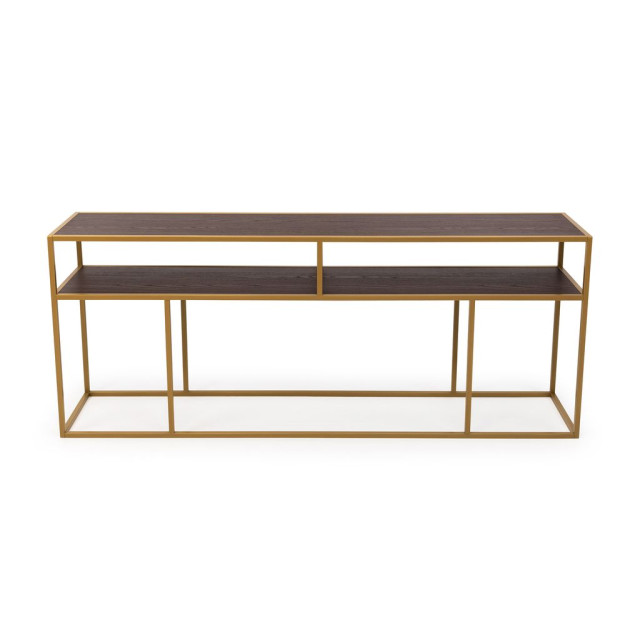 Stalux Side-table 'teun' 200cm, kleur goud / bruin hout 2831983 large