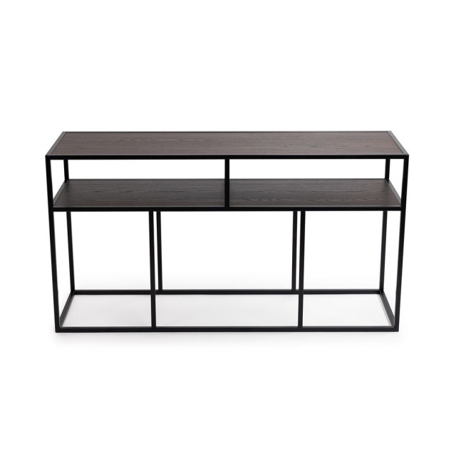 Stalux Side-table 'teun' 150cm, kleur zwart / bruin hout 2832077 large