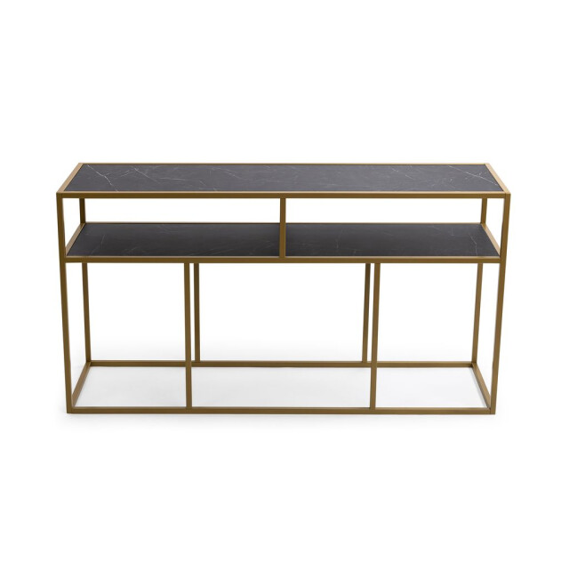 Stalux Side-table 'teun' 150cm, kleur goud / zwart marmer 2832131 large