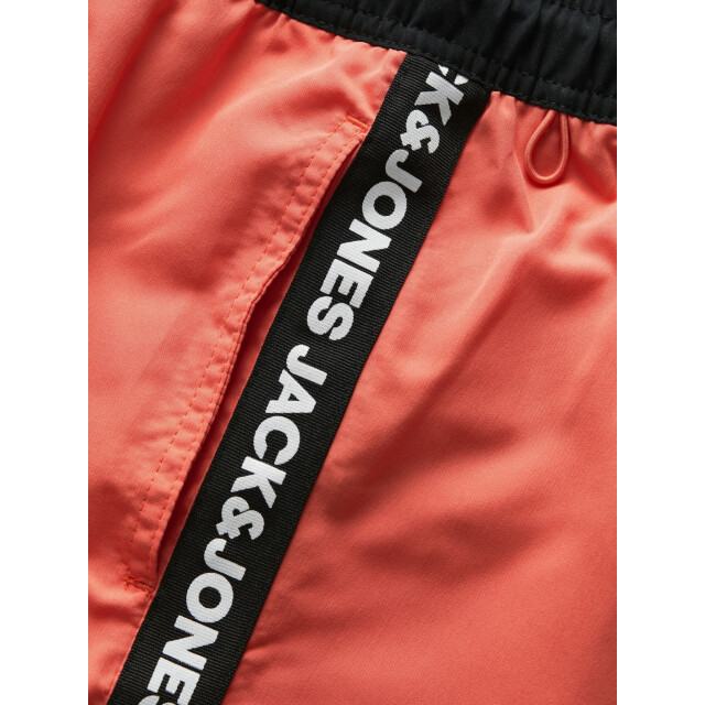 Jack & Jones Heren zwemshorts jpstfiji black tape effen hot coral 12253129-Hot-Coral large
