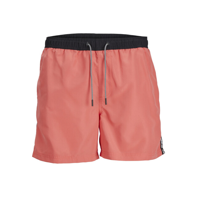 Jack & Jones Heren zwemshorts jpstfiji black tape effen hot coral 12253129-Hot-Coral large