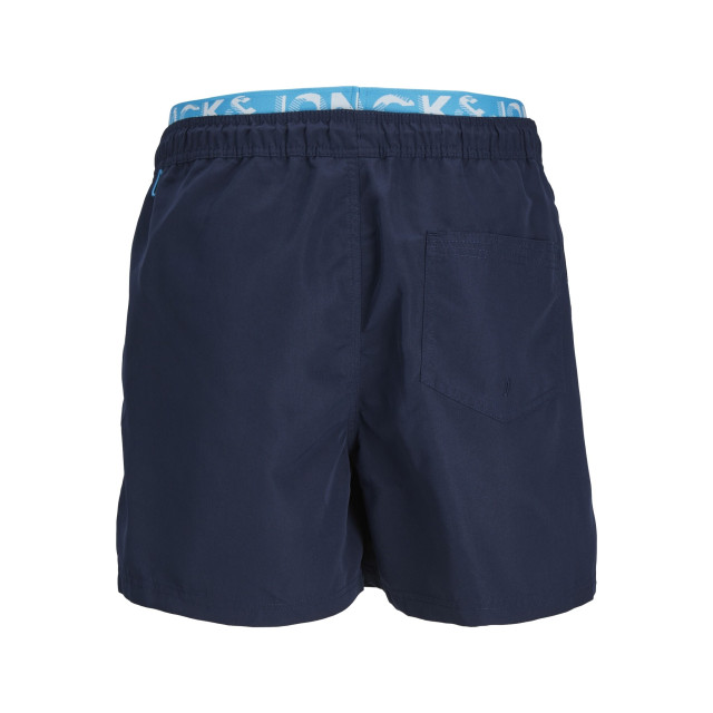 Jack & Jones Heren zwemshorts jpstfiji dubbele waistband effen donker/neon 12253066-Navy-Blazer large