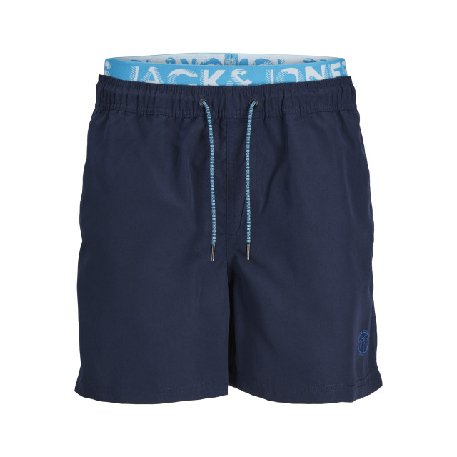 Jack & Jones Heren zwemshorts jpstfiji dubbele waistband effen donker/neon 12253066-Navy-Blazer large