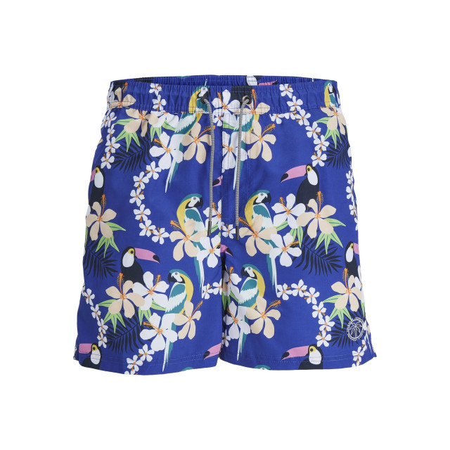 Jack & Jones Heren zwemshorts jpstfiji aop blauw tropisch paradijs print 12253230-Bluing large