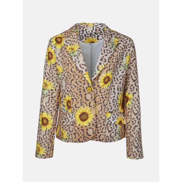 Mucho Gusto Blazer lesbos luipaardprint met zonnebloemen Blazer Lesbos Luipaardprint met Zonnebloemen large