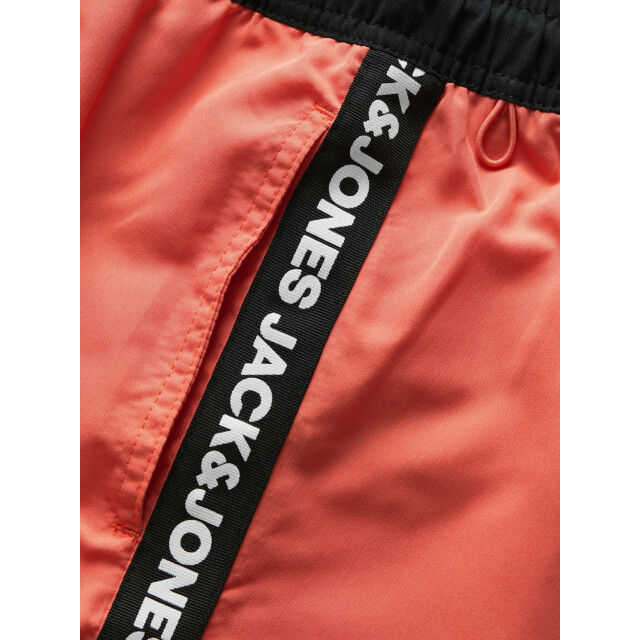 Jack & Jones Heren zwemshorts jpstfiji black tape effen hot coral 12253129-Hot-Coral large