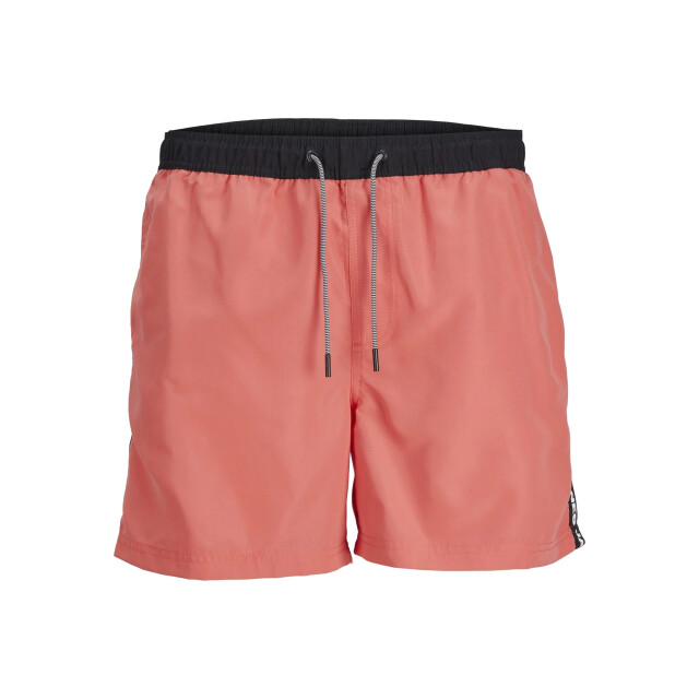 Jack & Jones Heren zwemshorts jpstfiji black tape effen hot coral 12253129-Hot-Coral large