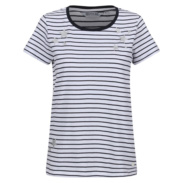 Regatta Dames odalis ii gestreept t-shirt UTRG9466_whitenavy large