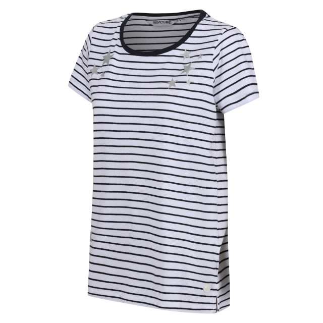 Regatta Dames odalis ii gestreept t-shirt UTRG9466_whitenavy large