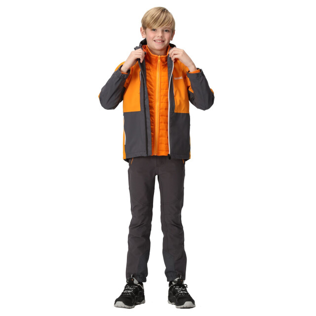 Regatta Hydrate viii 3 in 1 waterdichte jas voor kinderen/kinderen UTRG9316_sealgreyorangepepper large