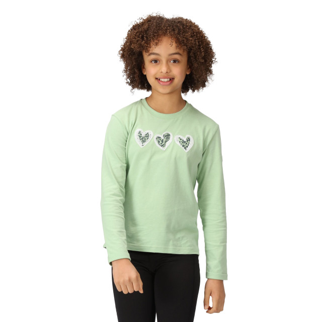 Regatta Kinderen/kinderen wenbie iii hart t-shirt met lange mouwen UTRG8976_quietgreen large