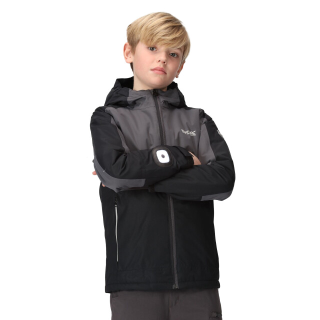 Regatta Kinderen/kinderen beamz iii waterdichte jas UTRG9185_blacksealgrey large