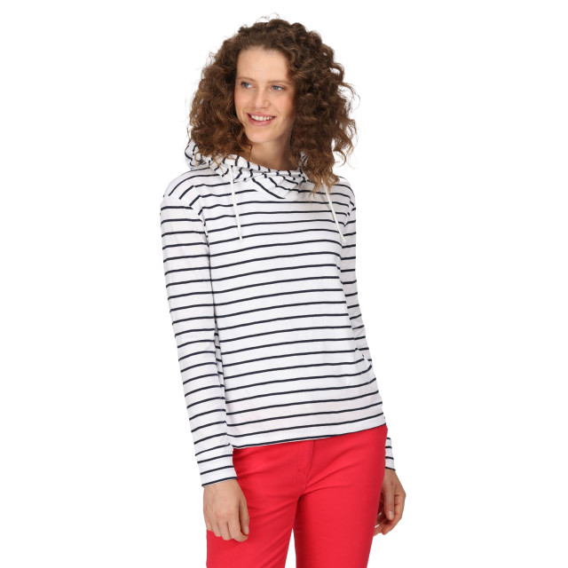 Regatta Dames monsal stripe lichtgewicht hoodie UTRG8974_whitenavy large