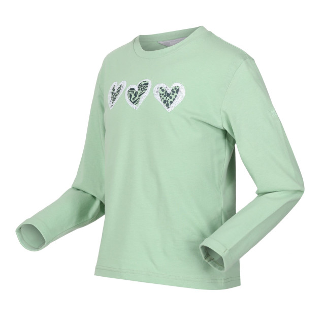 Regatta Kinderen/kinderen wenbie iii hart t-shirt met lange mouwen UTRG8976_quietgreen large