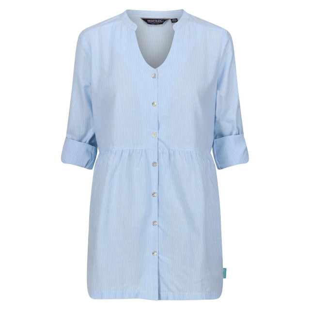 Regatta Dames nemora kriebelstreep katoenen blouse UTRG8922_powderblue large