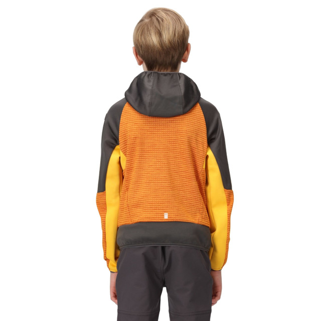 Regatta Kinder/kids prenton ii hooded soft shell jacket UTRG8772_orangepeppersealgrey large