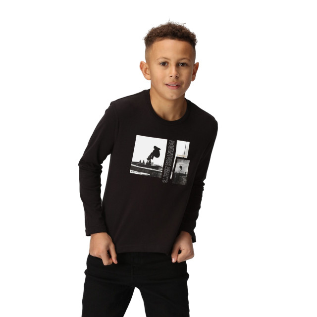 Regatta Kinderen/kinderen wenbie iii schaatsscène t-shirt met lange mouwen UTRG8790_black large