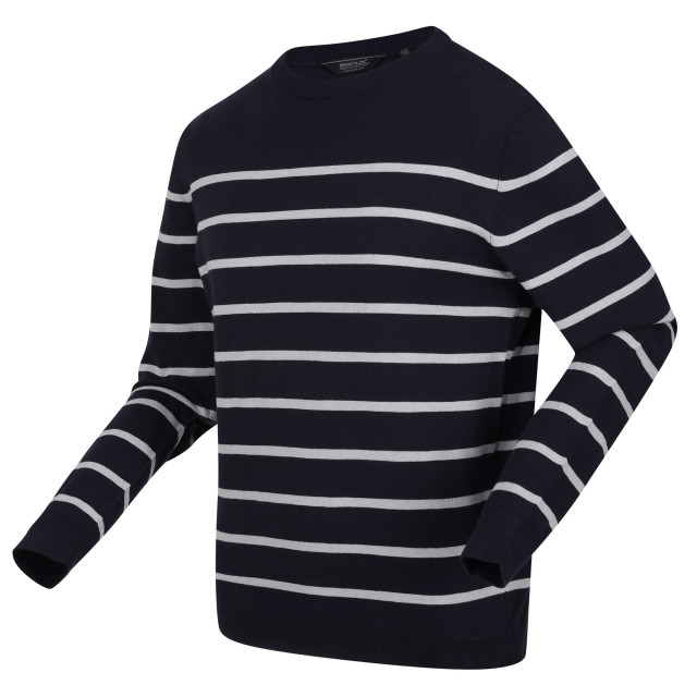 Regatta Heren cautley gestreepte gebreide trui UTRG8856_navysilvergrey large