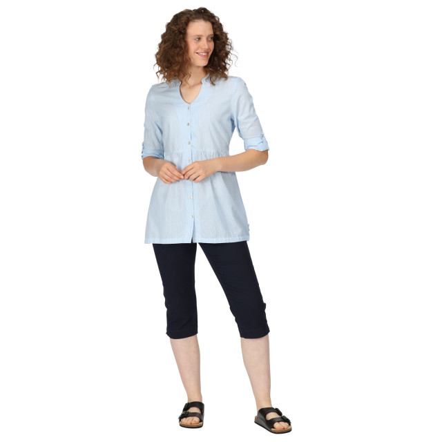 Regatta Dames nemora kriebelstreep katoenen blouse UTRG8922_powderblue large