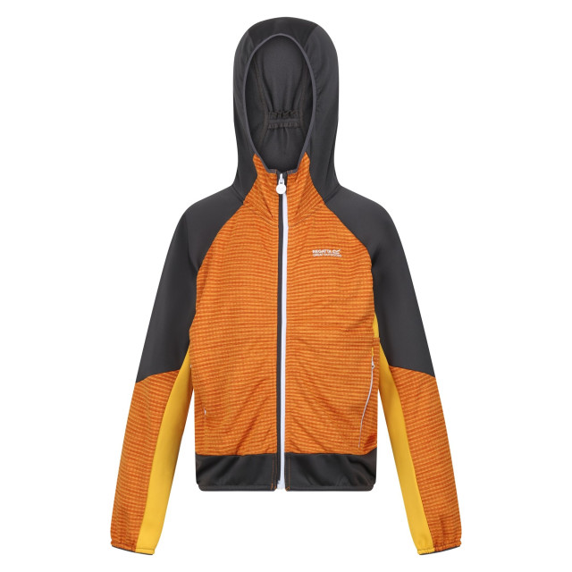 Regatta Kinder/kids prenton ii hooded soft shell jacket UTRG8772_orangepeppersealgrey large