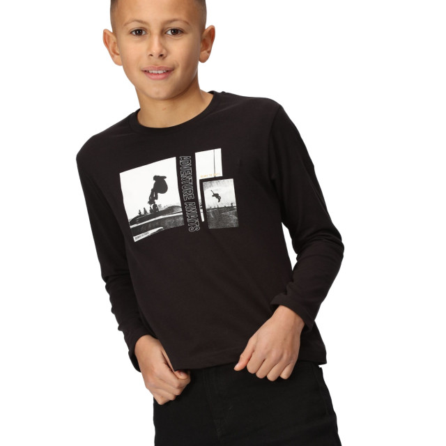 Regatta Kinderen/kinderen wenbie iii schaatsscène t-shirt met lange mouwen UTRG8790_black large