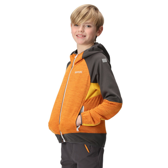 Regatta Kinder/kids prenton ii hooded soft shell jacket UTRG8772_orangepeppersealgrey large