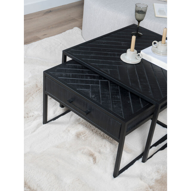 Home67 Salontafel ruby visgraat mangohout set van 2 2648746 large